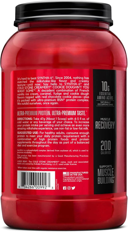 BSN Syntha-6 Whey Protein Powder, Cold Stone Creamery- Cookie Doughn't You Want Some, Micellar
