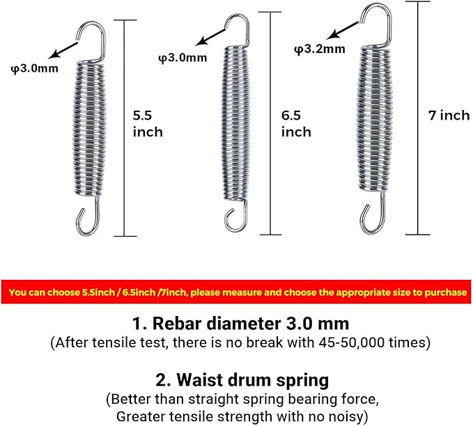 5.5inch/6.5inch/7inchTrampoline Springs Heavy Duty Stainless Steel Replacement Trampoline
