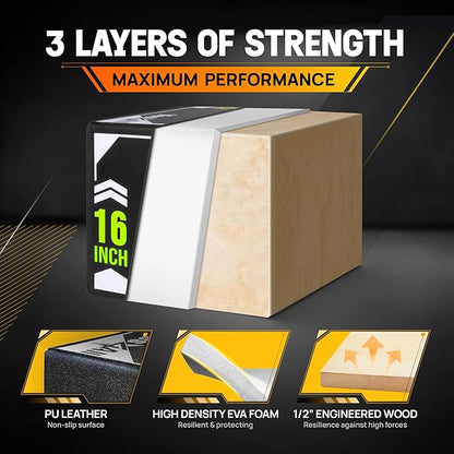 Yes4All 3-in-1 Soft-Padded Plyo Box With Wooden Core, Non-Slip Multi-Use Cushioned Plyometric Jump