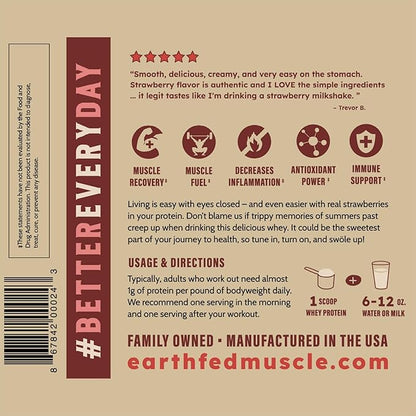 Earth Fed Muscle Strawberry?¯Feels??Forever) ??Irish Truly Grass?‘Fed Whey Protein Isolate, No