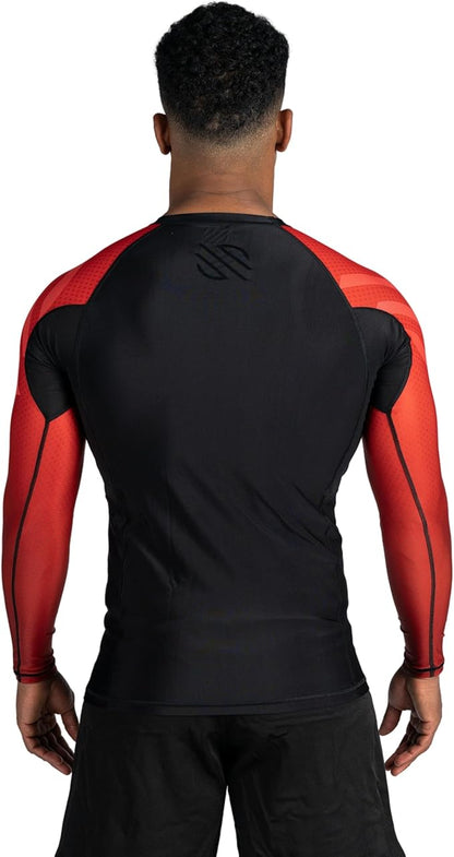 Sanabul Essential Long Sleeve Compression Training Rash Guard for MMA BJJ Wrestling Grappling and