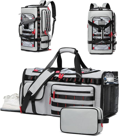 MCBD Gym Bags for Men & Women, 45L Travel Duffle Sports Backpack with Shoes & Laptop Compartment