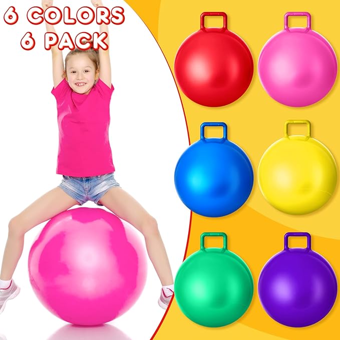 Lewtemi 6 Pcs Hopper Ball Carnival Outdoor Games 20 Inch Jumping Hopping Inflatable Bouncing Ball