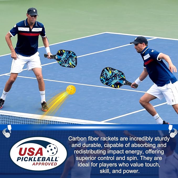 Carbon Fiber Pickleball Paddles Set of 4 or 2 Rackets,USAPA Approved Carbon Fiber Surface Pickle