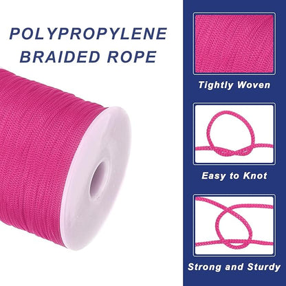 MECCANIXITY 1/16 Inch Polypropylene Rope Braided Ropes, 328ft Nylon Rope Hollow Utility Cord for