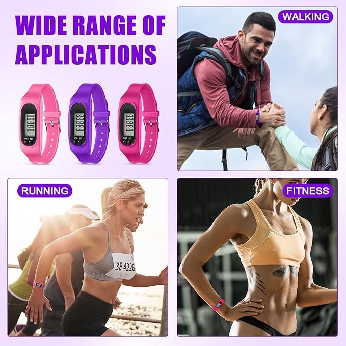 Geyoga 24 Pcs Pedometer for Walking Steps and Miles Pedometer Watch Silicone Steps Tracker Running