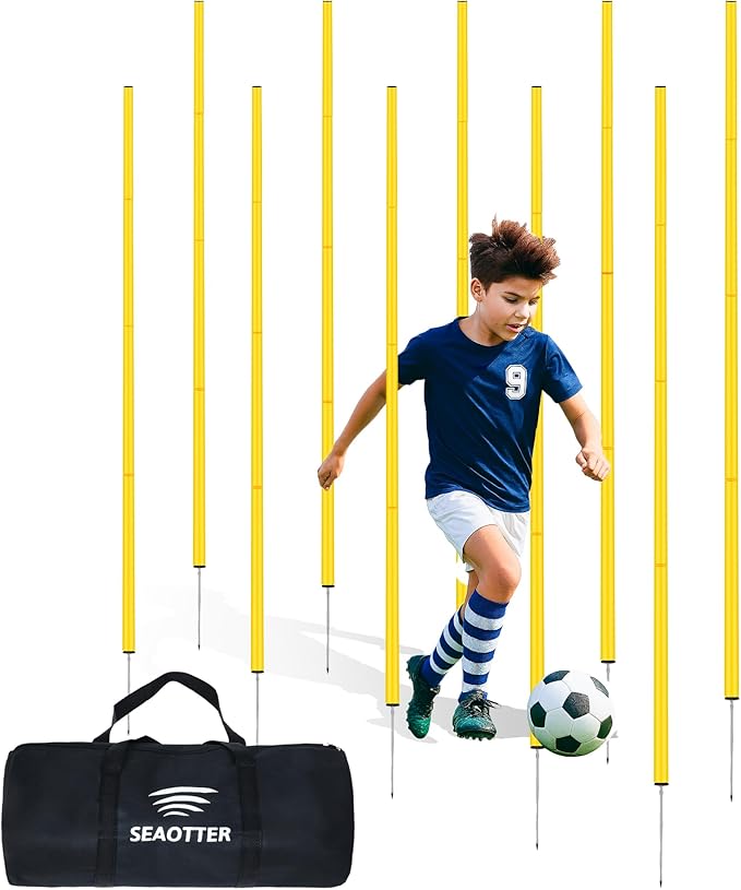 SEAOTTER Soccer Agility Training Poles, 6/10/20Pcs 6FT Adjustable Detachable Sports Speed Training