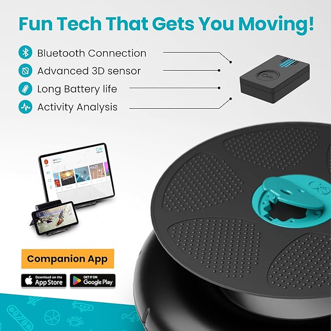 GoBalance Board - App-Enabled Balance Board. Smart Bluetooth Sensor, 12 FREE Interactive Games