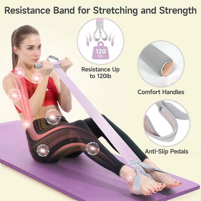 Fabric Resistance Band with Handles, 120lb Full-Body Excercise Band, Non-Slip Elastic Bands for