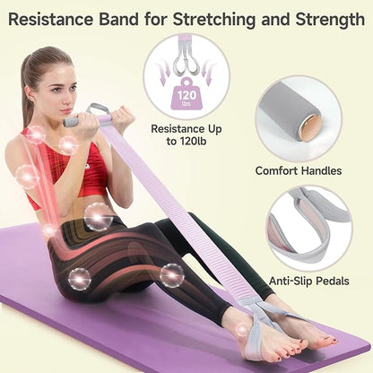 Fabric Resistance Band with Handles, 120lb Full-Body Excercise Band, Non-Slip Elastic Bands for