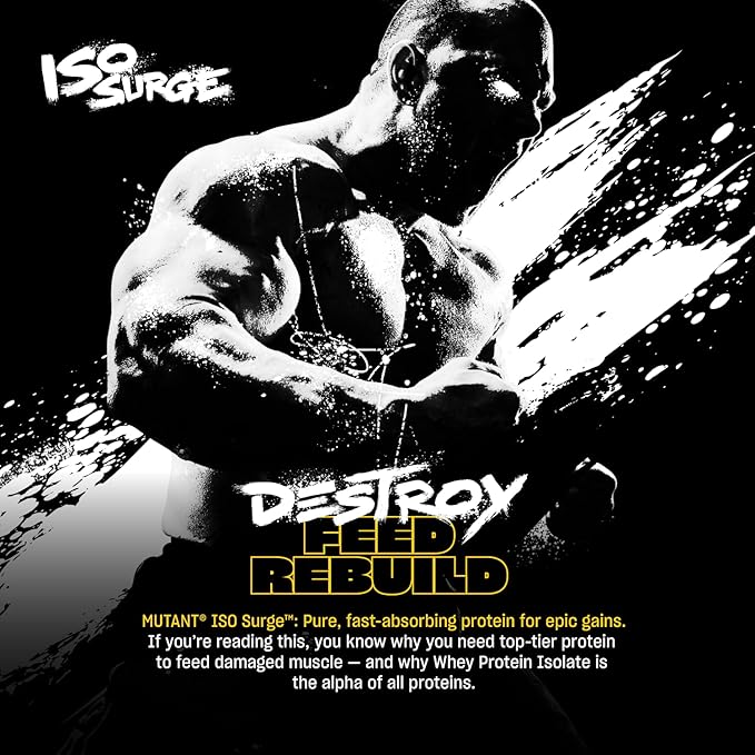 Mutant ISO Surge Whey Protein Isolate Powder Acts Fast to Help Recover, Build Muscle, Bulk and