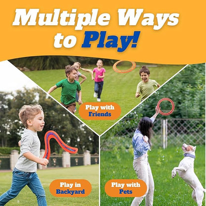 6 PCS Flying Ring Combo Pack Sports Plastic Pro Discs, Rings and Boomerangs - Lightweight Sports