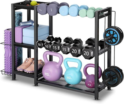 3-Tier Dumbbell Rack Stand Only - Adjustable Weight Rack for Home Gym, Heavy-Duty Weight Stand for