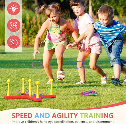 OBTANIM 12 Pcs Plastic 3 Inch Ring Toss Game for Kids and Outdoor Toss Rings for Speed and Agility