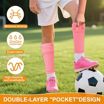 Shin Guards Soccer Kids 2025 Version High-Density Foam Soccer Shin Guard with Sleeves Shin