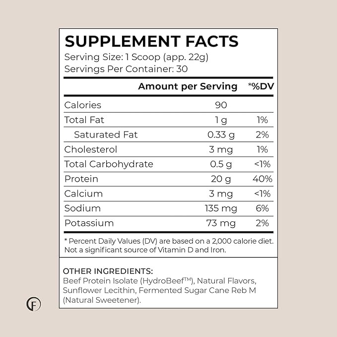 Faster Way - Protein Powder - Hydrolyzed Grass Fed Beef - 20g of Protein Per Serving - Muscle