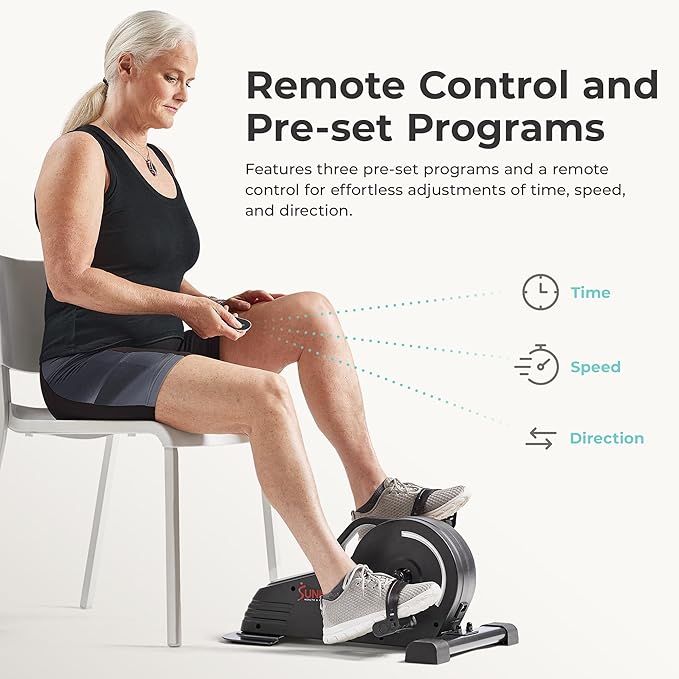 Sunny Health & Fitness Dual Function Under Desk Pedal Exerciser, Portable Indoor Cardio Mini Bike