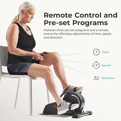 Sunny Health & Fitness Dual Function Under Desk Pedal Exerciser, Portable Indoor Cardio Mini Bike