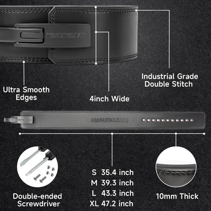 MANUEKLEAR 10mm Thick & 4inch Wide Weight Lifting Belt Lever, Lever Belt Weightlifting for Men and