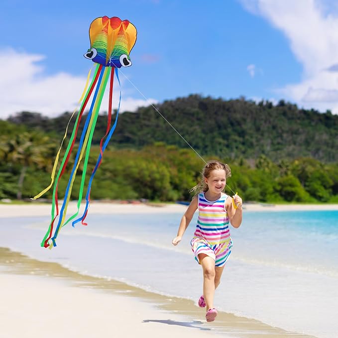 Xida Octopus Kite for Kids Ages 4-8, Professional Kites for Beginners and Adults, Easy to Fly Beach