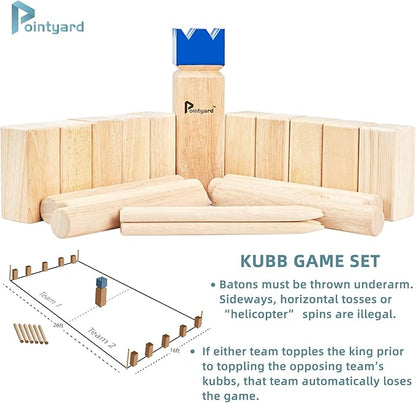 Pointyard Kubb Yard Game Set, Kubb Game Set with Carrying Bag - Wooden Toss Game Set for Outdoor