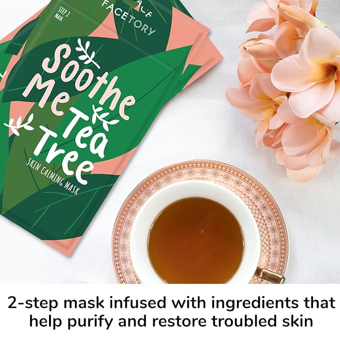 FACETORY K Beauty Face Mask Skin Care - Soothe Me Tea Tree 2-Step Sheet Mask with Tea Tree Extract