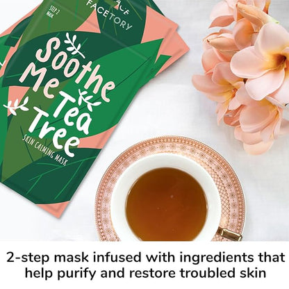 FACETORY K Beauty Face Mask Skin Care - Soothe Me Tea Tree 2-Step Sheet Mask with Tea Tree Extract