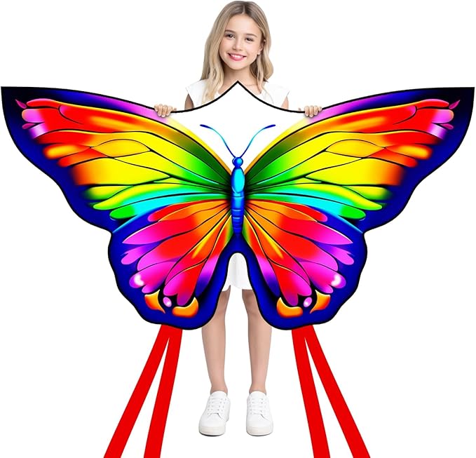 Butterfly Kites for Kids & Adults, Easy to Fly Design with Long Tail for Stability, for Kids Ages