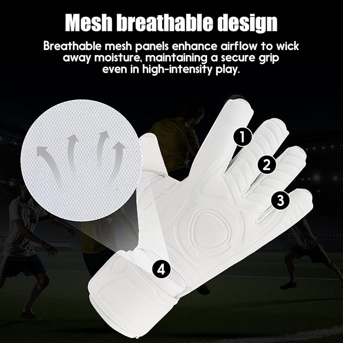 Soccer Goalkeeper Gloves with Finger Protection to Prevent Injuries, Strong Grip for Tough Tackles