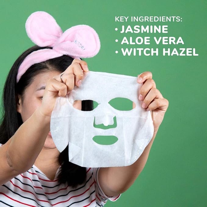 FACETORY K Beauty Face Mask Skin Care - Everyday JASMINE Moisturizing Sheet Mask | Plant-Based with
