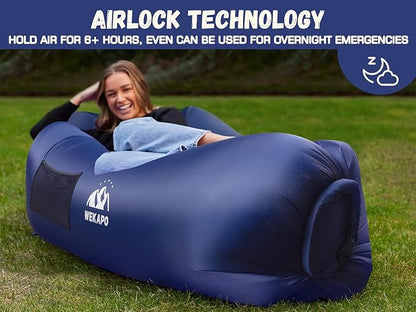 WEKAPO Inflatable Couch with Pump - Easiest Setup, Crazy Comfy & Ultralight - Blow up Lounger Chair