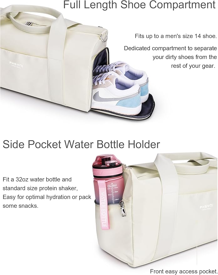 Gym Bag for Women and Men with Shoe Compartment & Wet Pocket - Duffle Bag for Travel Sports Fitness