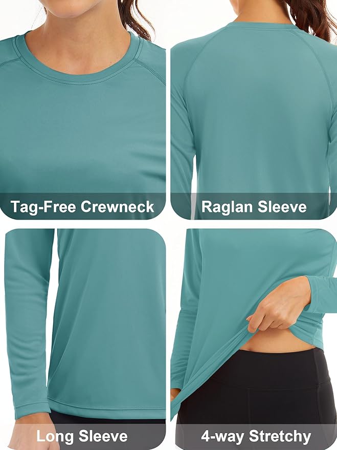 MAGCOMSEN Women's 2 Pack Long Sleeve Shirts UPF 50+ Sun Protection Quick Dry Swim Shirt for Rash