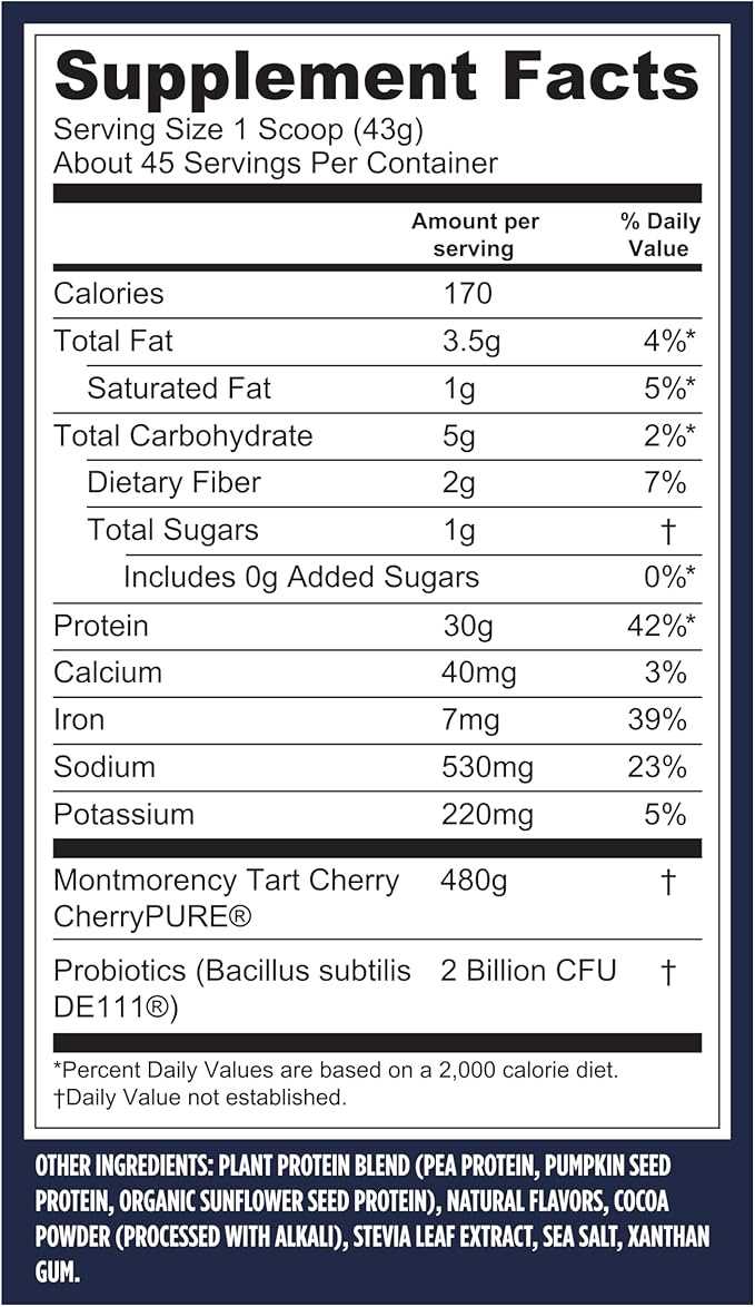 Vega Sport Vegan Protein Powder + Recovery - 30g Plant Based Protein per Serving, Mocha, 45