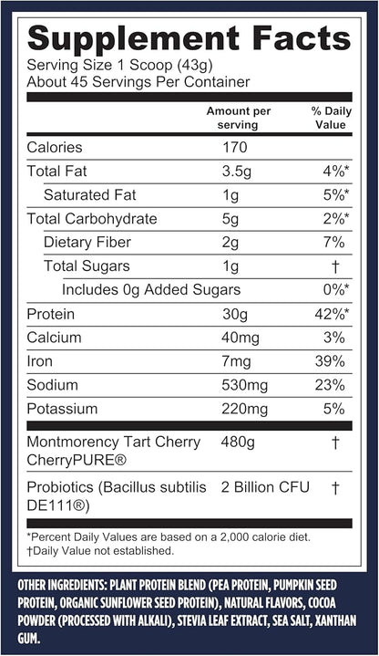 Vega Sport Vegan Protein Powder + Recovery - 30g Plant Based Protein per Serving, Mocha, 45