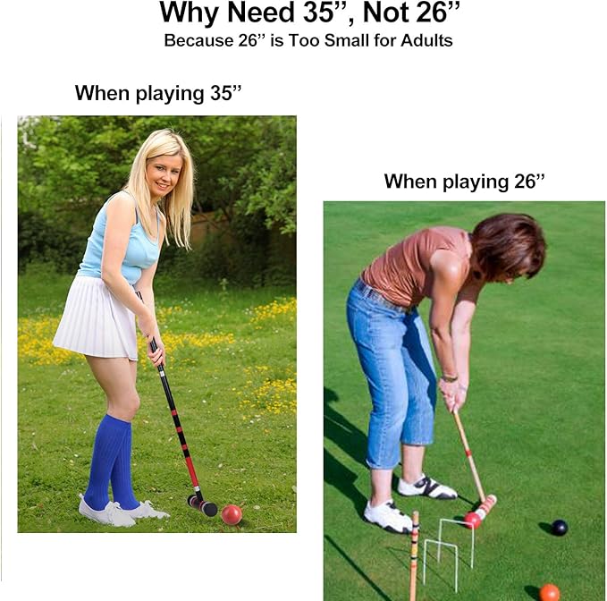 [6 Players] Premium Croquet Set 35'' for Families, Croquet Set with Carrying Bag for Yard Outdoor