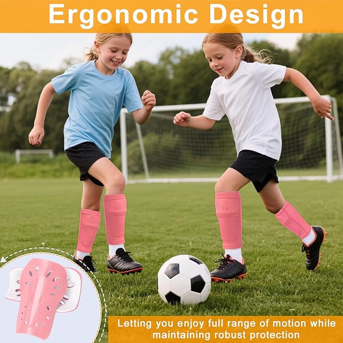 2 Pairs Shin Guards Soccer for Kids,Shin Pads Extra Lightweight Breathable Slide in Shin Guard for