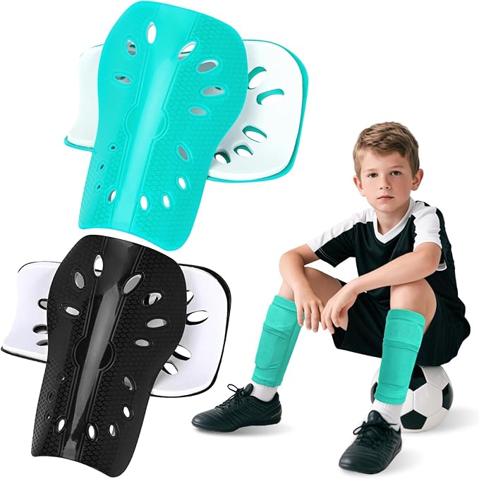 2 Pairs Shin Guards Soccer for Kids,Shin Pads Extra Lightweight Breathable Slide in Shin Guard for