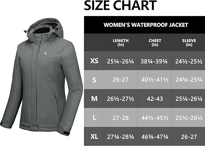 Little Donkey Andy Women's Waterproof Hiking Skiing Jacket with Removable Hood, Fleece Lined Winter