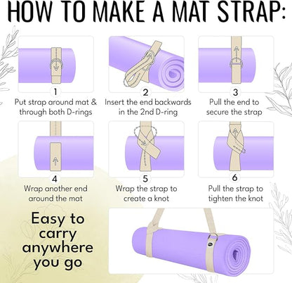 TECEUM Yoga Strap & Mat Strap – 2 IN 1 – Cotton – 6 ft 8 ft 10 ft (30+ colors) – Adjustable