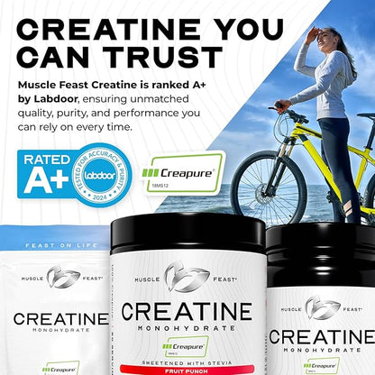 Muscle Feast Creapure Creatine Monohydrate Powder, Vegan Keto Friendly Gluten-Free Easy to Mix