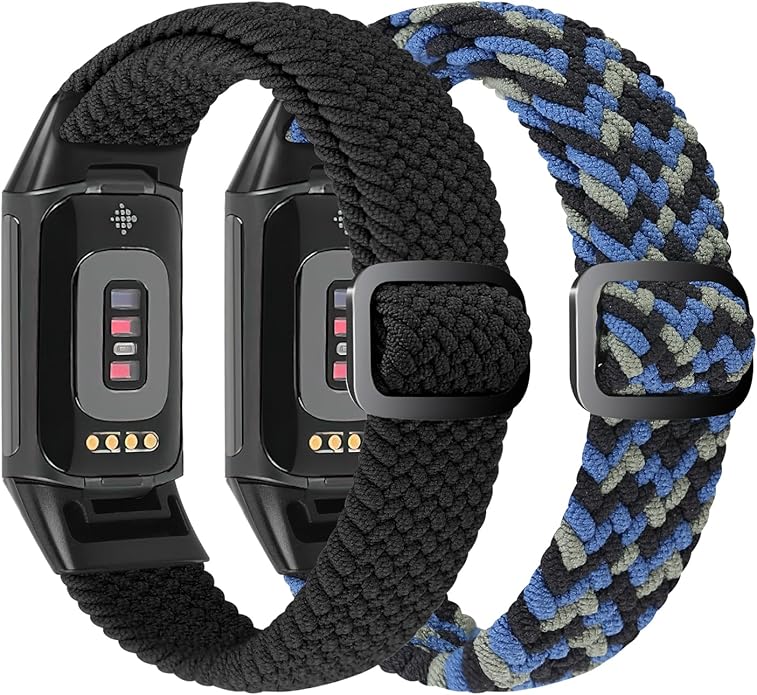 Elastic Braided Bands Compatible with Fitbit Charge 5/Fitbit Charge 6 for Women Men, Breathable