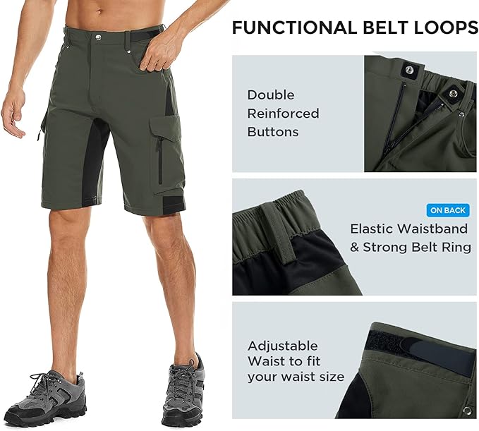 XKTTAC Men's Outdoor Quick Dry Lightweight Stretchy Shorts for Hiking, Tactical, Camping, Travel