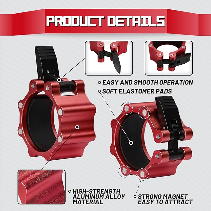RitFit 2-Inch Magnetic Barbell Collars Locking Clamps - Heavy Duty Aluminum Alloy, Quick Release