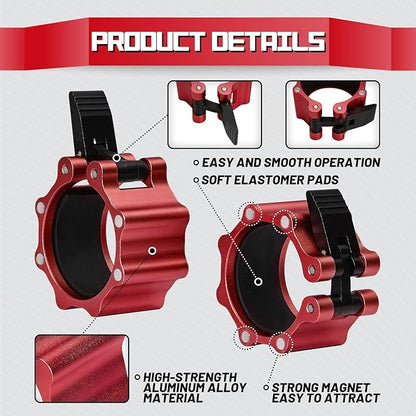 RitFit 2-Inch Magnetic Barbell Collars Locking Clamps - Heavy Duty Aluminum Alloy, Quick Release
