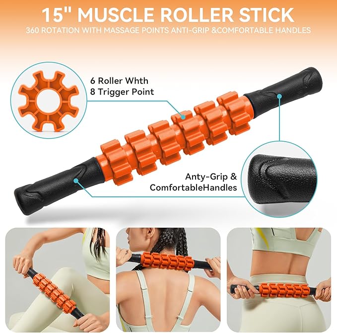 5 in 1 Foam Roller Set for Deep Tissue Muscle Massage, Trigger Point Fitness Exercise Foam Roller