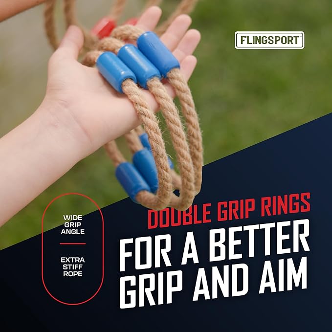 Ring Toss Game, Incl. 6 Double Beaded Rings & Carry Case Outdoor Lawn Games for Kids, Adults &
