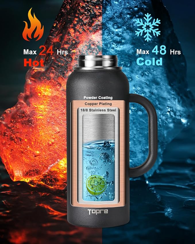 40 oz Insulated Water Bottle with Straw and Lid, Food-grade Double Wall Vacuum Stainless Steel