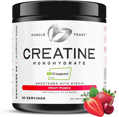 Muscle Feast Creapure Creatine Monohydrate Powder, Vegan Keto Friendly Gluten-Free Easy to Mix