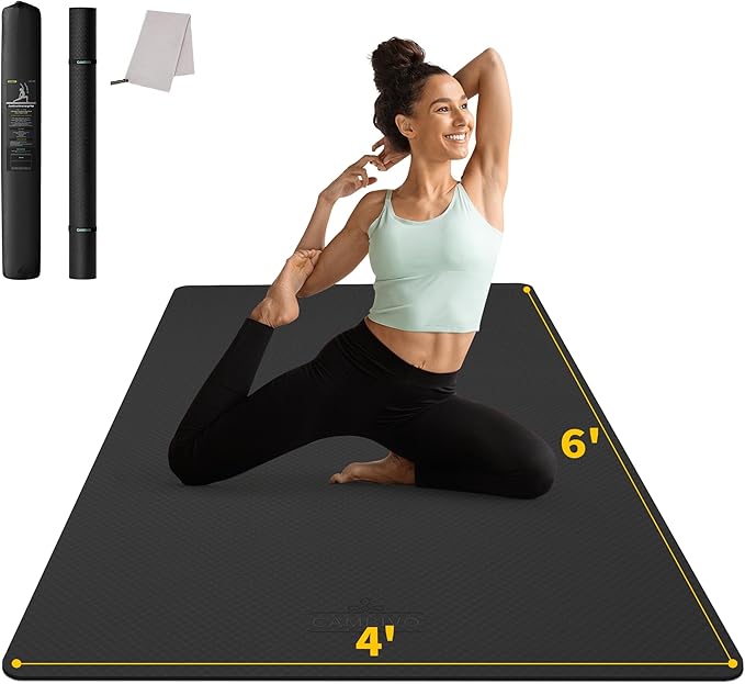 CAMBIVO Large Yoga Mat (6'x 4'), Extra Wide Workout Mat for Men and Women, Yoga Mat Thick 1/3 &1/4